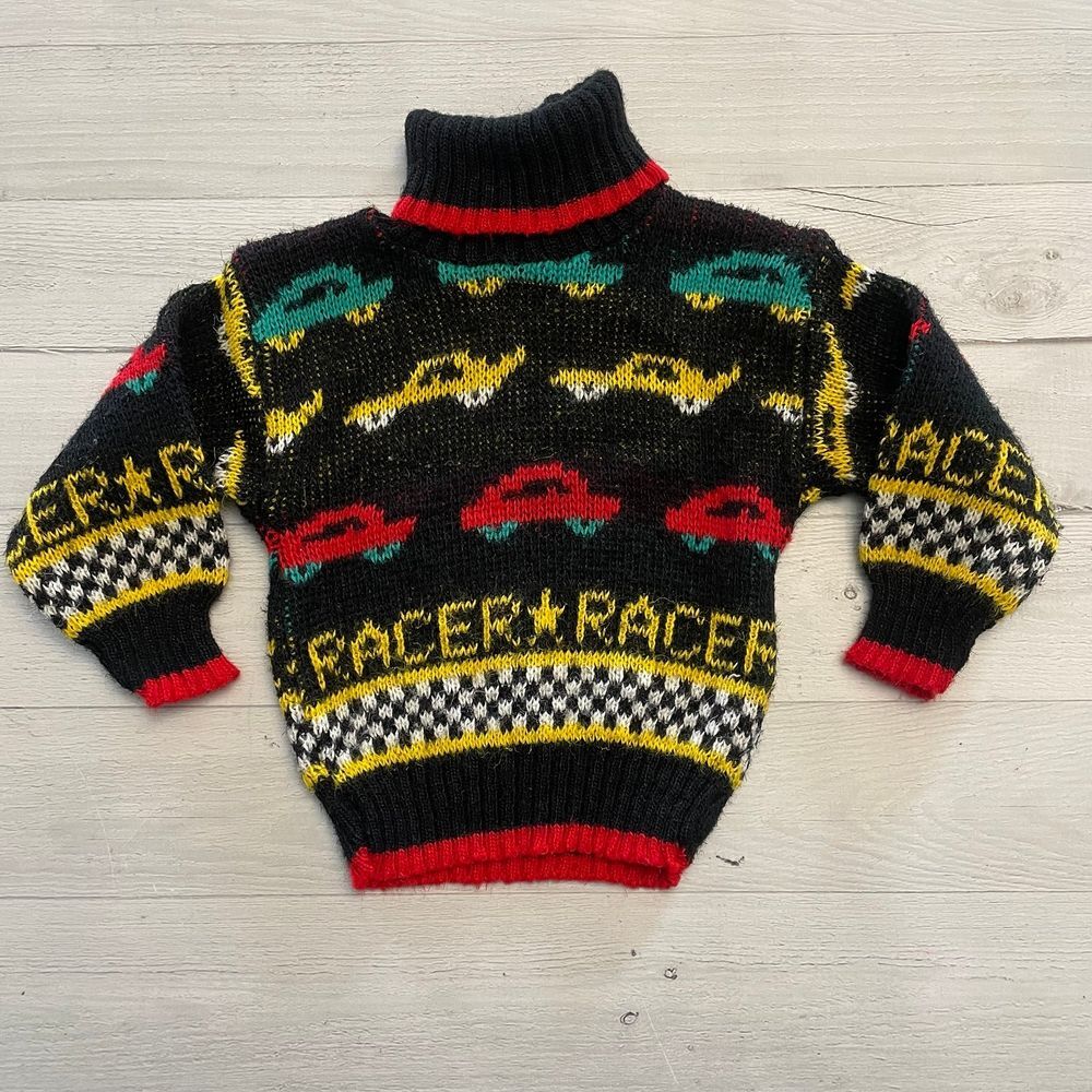 Vintage baby boys racecar‎ sweater 12 months